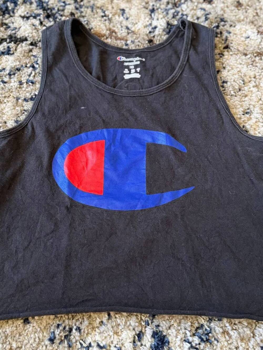 Champion Black Tank Top Sleeveless C Logo Shirt XS